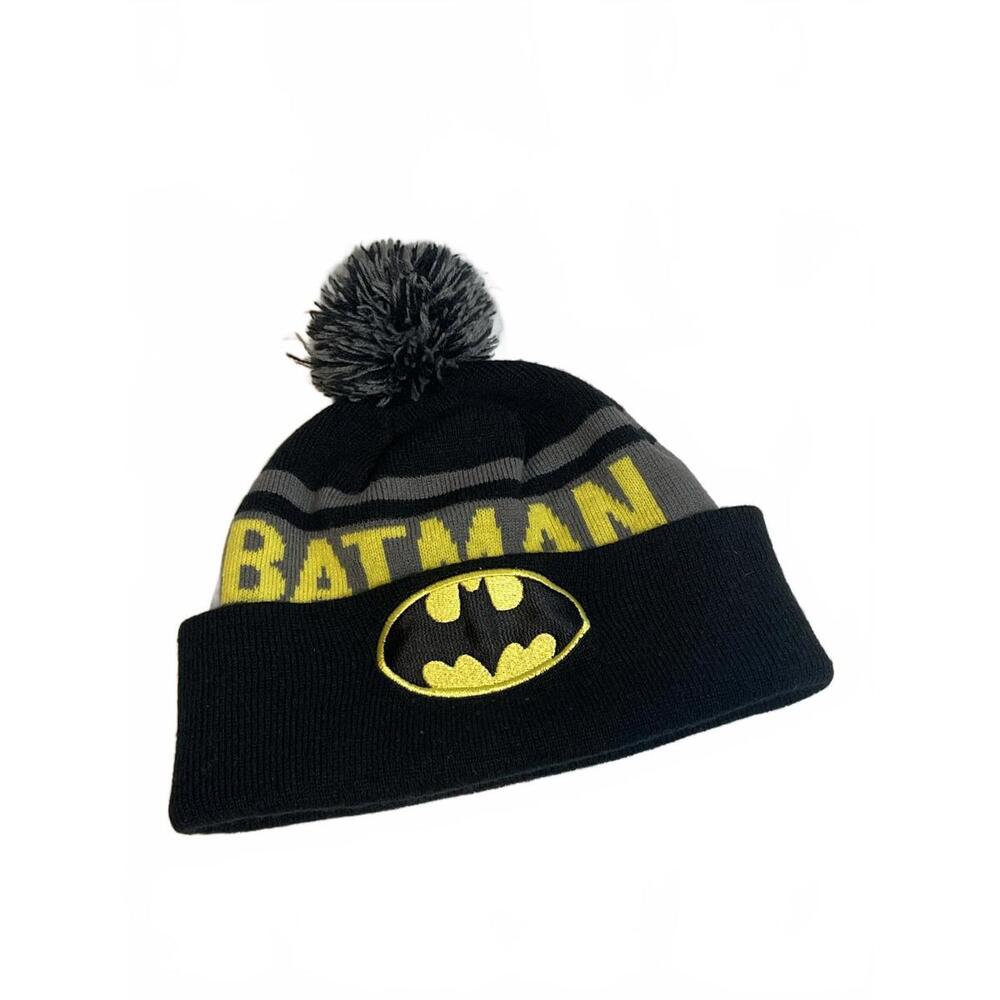 Batman Knit Beanie Hat with Pom Pom - One Size